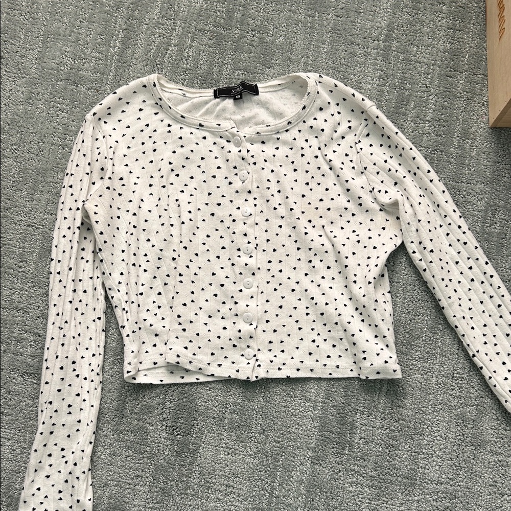 White Polka Dot Women's Top